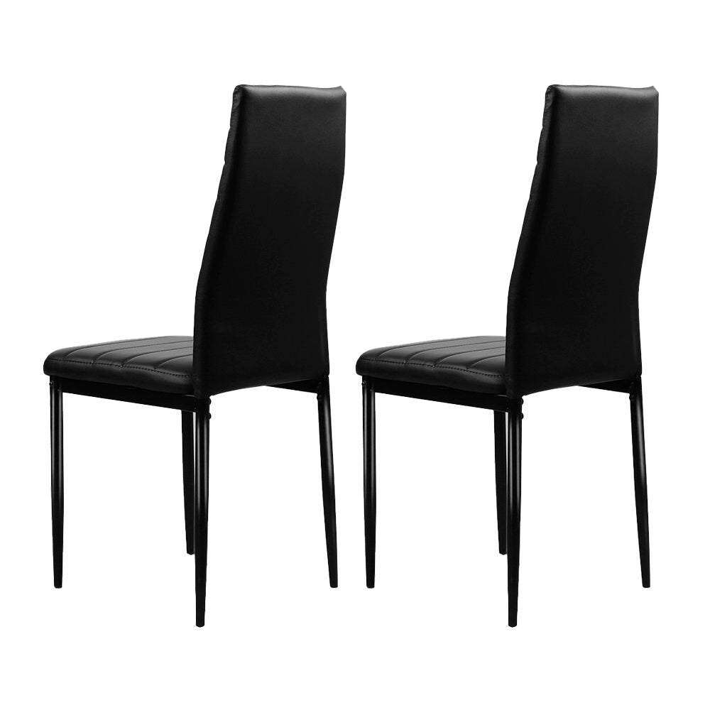 Dining Chairs Black PU Leather Set of 4 Astra