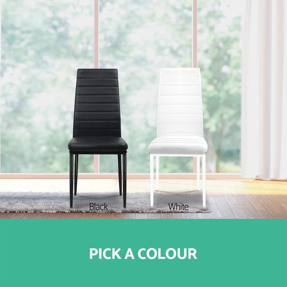 Dining Chairs Black PU Leather Set of 4 Astra