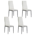 Dining Chairs Set of 4 Leather Channel Tufted White