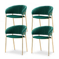 Dining Chairs Set of 4 Velvet Hollow Armchair Green