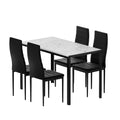 Marble-Effect Dining Set - Table & 4 Chairs