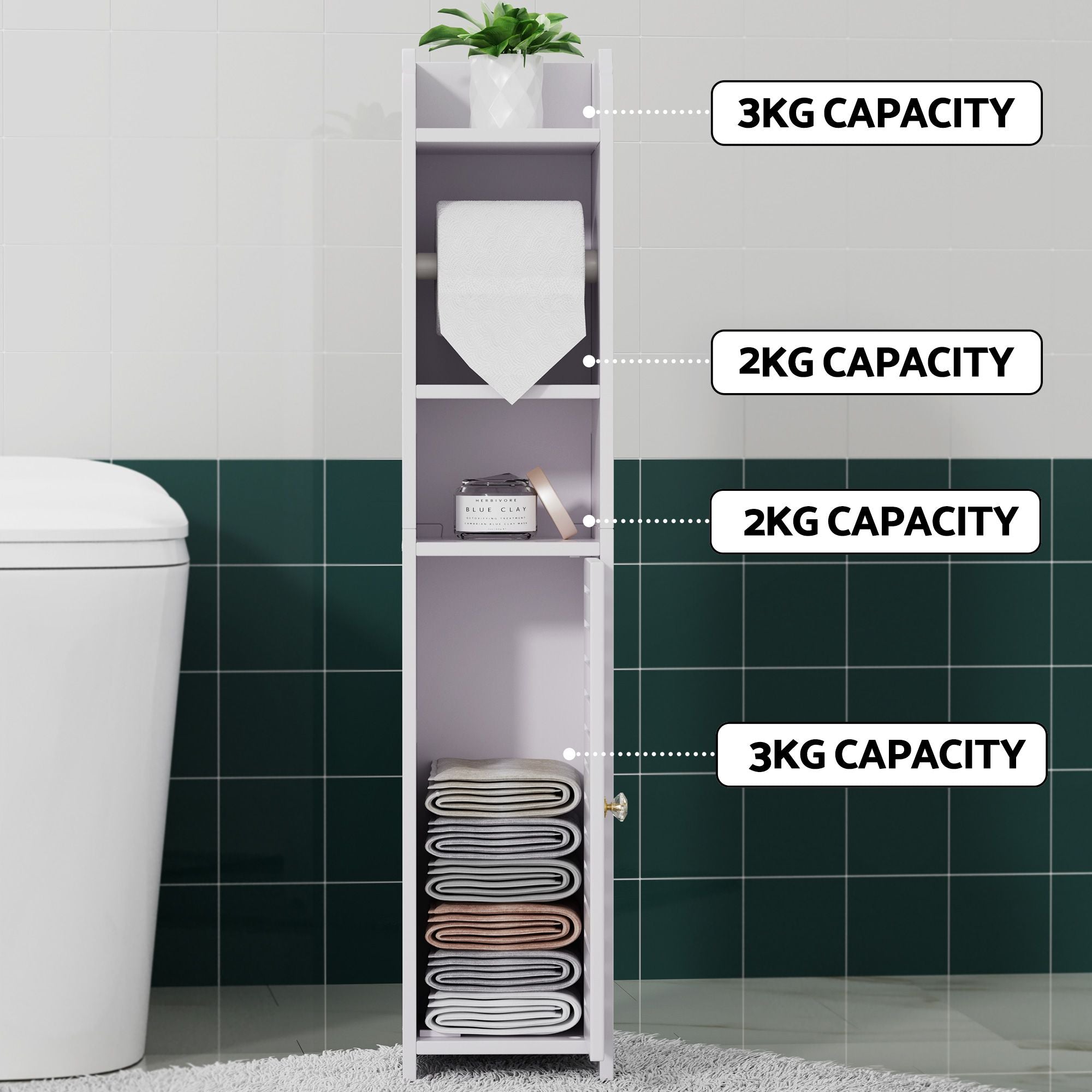 2X Bathroom Cabinet Toilet Roll Holder 76cm