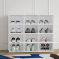 Set of 12 Foldable & Stackable Shoe Storage Boxes – Clear & White