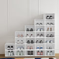 Set of 24 Foldable & Stackable Shoe Storage Boxes – Transparent White