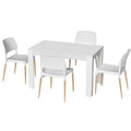 Dining Table and 4 Chairs Set White Wood