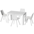 Dining Table and 4 Chairs Set Rectangle White