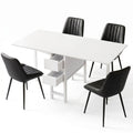 Dining Table and Chairs Set 5pcs Foldable Kitchen Furniture with 2 Drawers Black and White