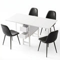 Dining Table and Chairs Set 5pcs Foldable with 2 Drawers Black and White