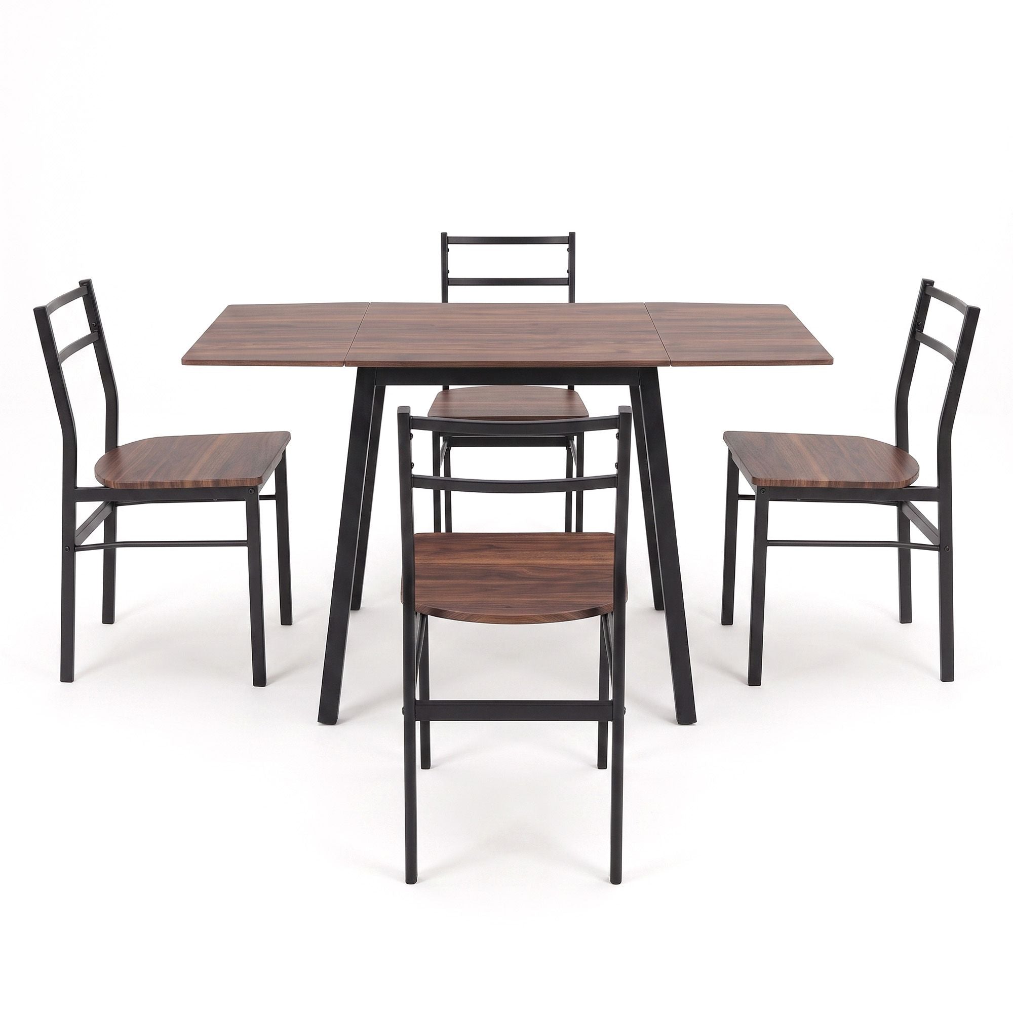 Dining Table and 4 Chairs Set 5pcs Extendable 60-120cm Drop-Leaf - Brown