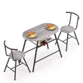 Oval 3PC Dining Table Set with Wine Rack - Grey