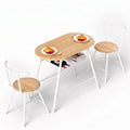 Oval 3PC Dining Table Set with Wine Rack Space-Saving Bistro - Natural White