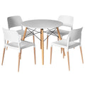 Dining Table and 4 Chairs Set Round White