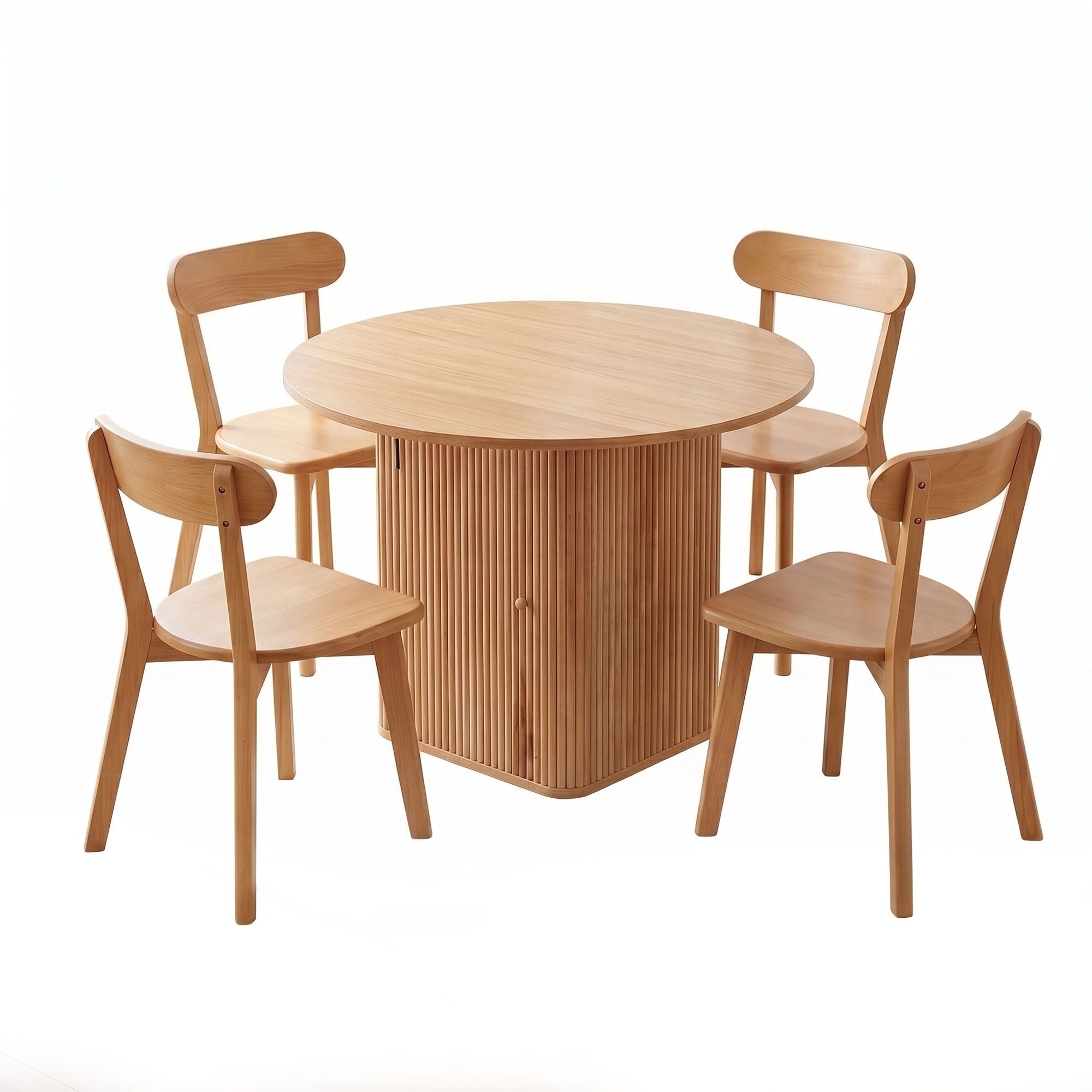 Dining Table and 4 Chairs Set Natural Timber