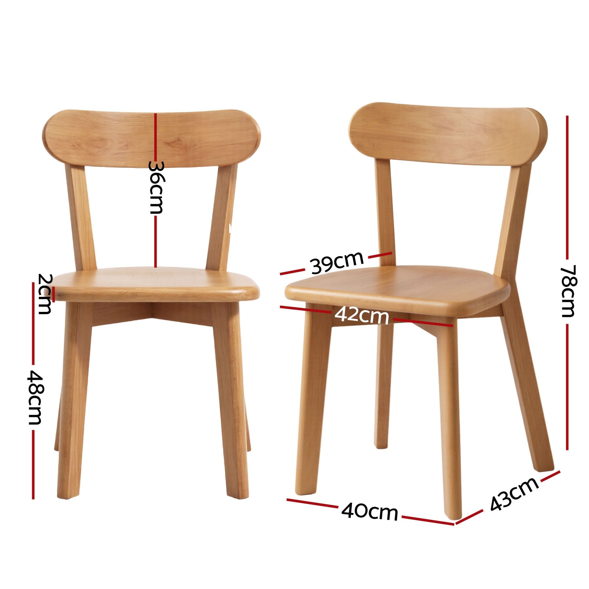 Dining Table and 4 Chairs Set Natural Timber