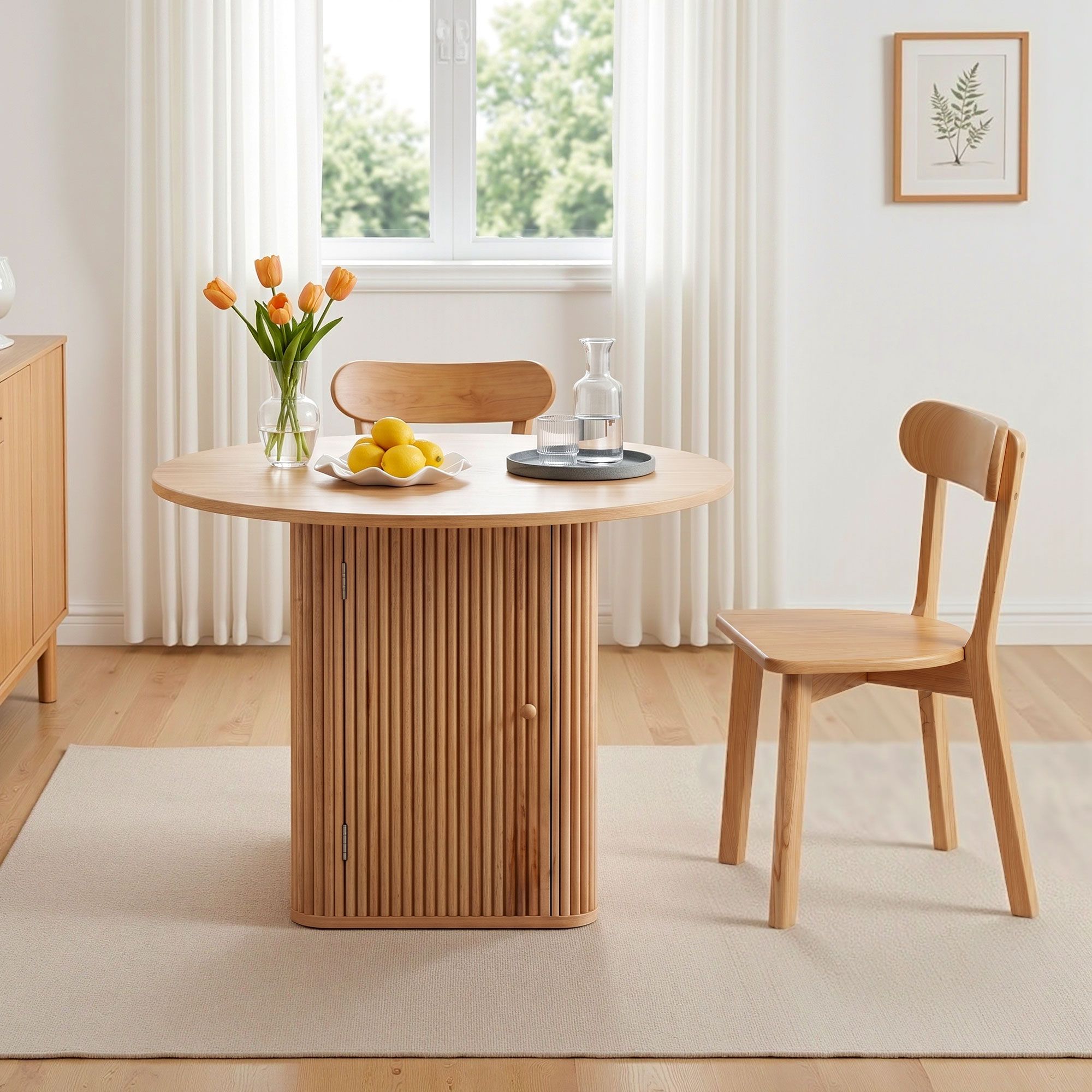 Dining Table and 4 Chairs Set Natural Timber