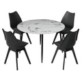 Dining Table and 4 Chairs Set Marble Black