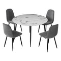 Dining Table and 4 Chairs Set Marble Grey