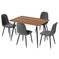 Dining Table and 4 Chairs Set Grey Metal