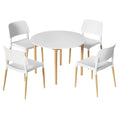 Dining Table and 4 Chairs Set White Wood