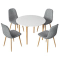 Dining Table and 4 Chairs Set White Grey