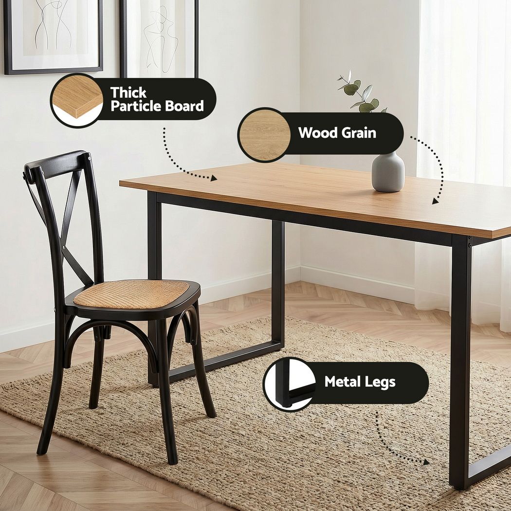 Dining Table and Chairs Set 5PCS Industrial 4 Black Rattan Chairs for Kitchen, Dining Room, Café
