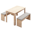 3 Piece Dining Sets, 120cm Wooden Dining Table and 2 Upholstered Chairs Set, Space-Saving Modern Kitchen Dining Suite for Home Apartment (Oak)