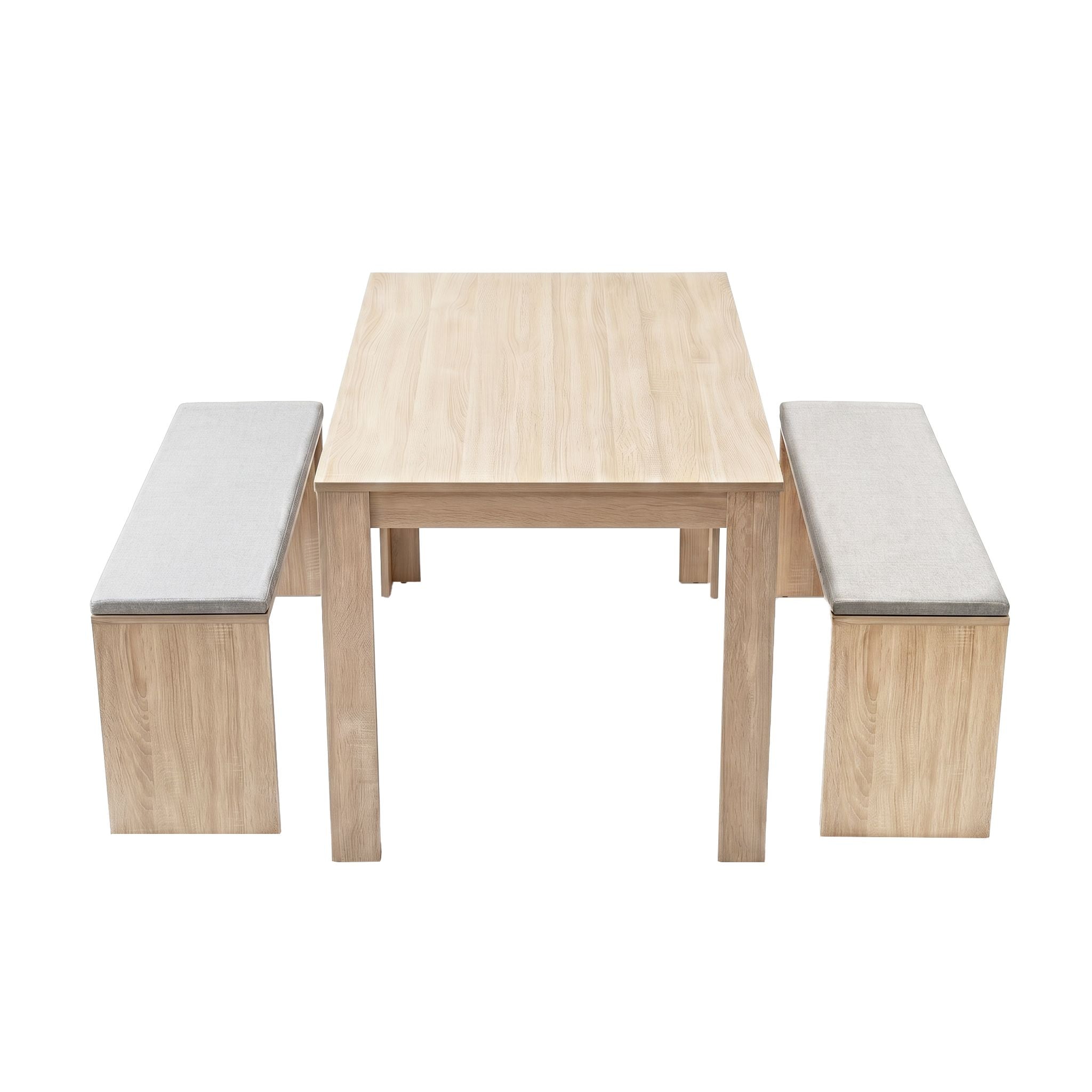 3 Piece Dining Sets, 120cm Wooden Dining Table and 2 Upholstered Chairs Set, Space-Saving Modern Kitchen Dining Suite for Home Apartment (Oak)