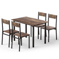 Dining Table and Chairs Set of 5 Compact Kitchen Furniture Rustic Brown