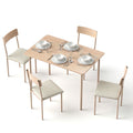 Dining Table and 4 Chairs Set Compact Kitchen Furniture 110cm - Natural Beige
