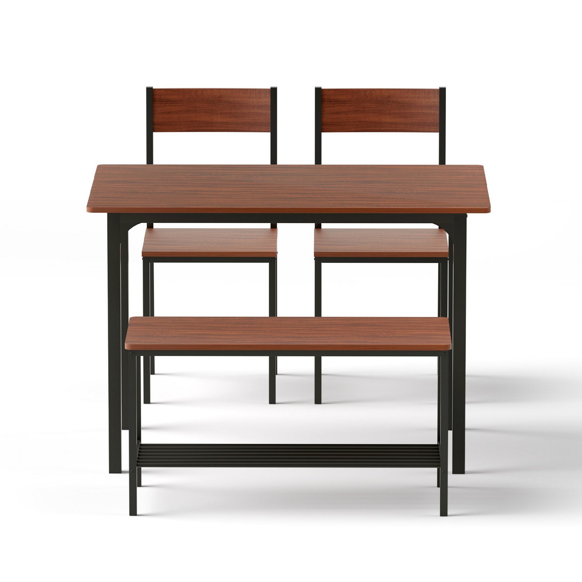 Dining Table and Chairs Set of 4 with Storage Bench - Walnut