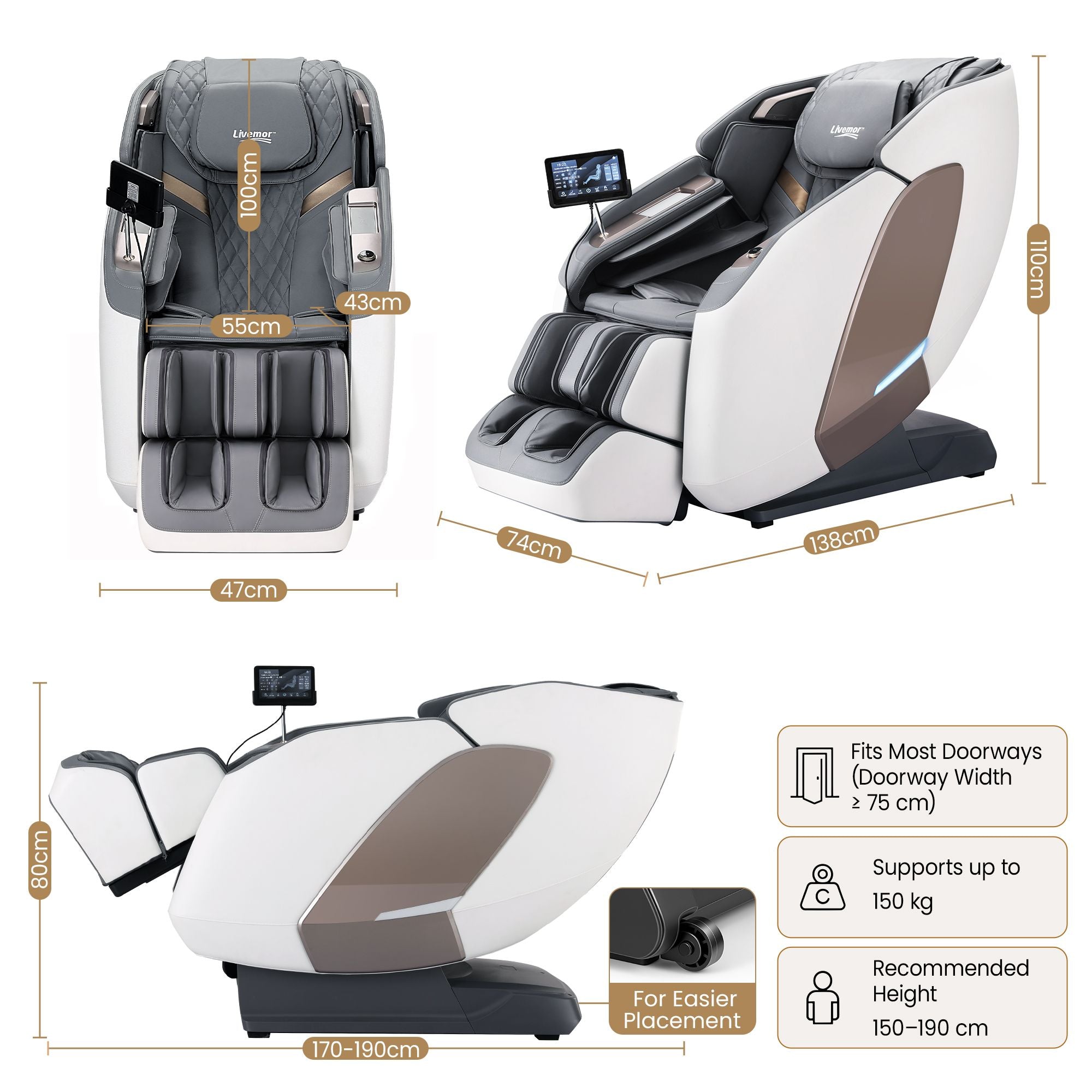 Prestige 4D Dual Mechanism Massage Chair, Full Body Zero Gravity Recliner with Extended SL Track, Body Scan, Air Compression, Waist Heating, Foot Rollers, Voice Control & Wireless Charging
