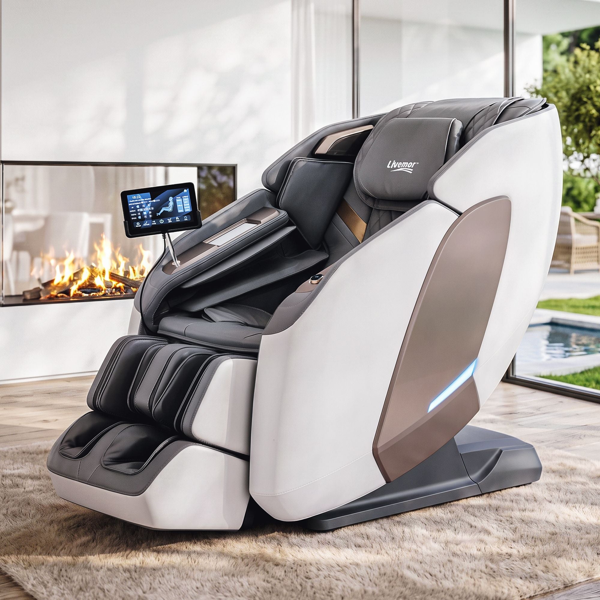 Prestige 4D Dual Mechanism Massage Chair, Full Body Zero Gravity Recliner with Extended SL Track, Body Scan, Air Compression, Waist Heating, Foot Rollers, Voice Control & Wireless Charging