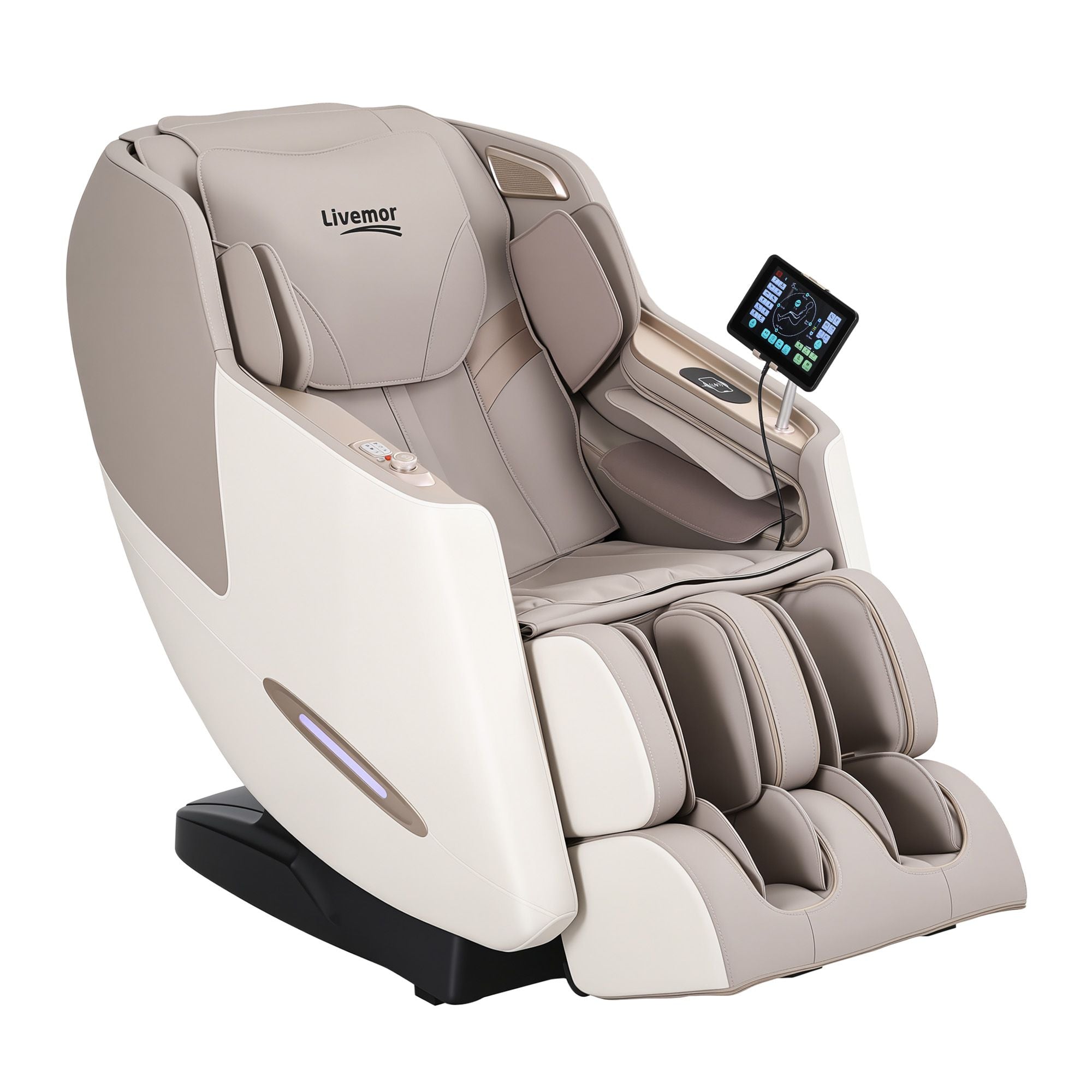 Elite 4D Massage Chair Recliner, SL Track Zero Gravity & Heat Auto Body Scan, 12 Auto Programs, 3 Zero-G Positions, Foot Rollers, Airbag Compression, Bluetooth Speaker, Wireless Charging