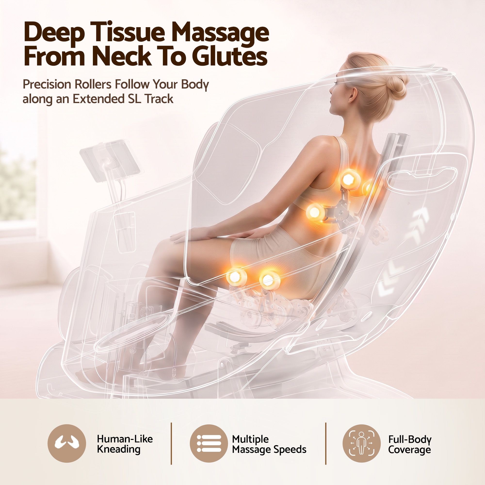 Elite 4D Massage Chair Recliner, SL Track Zero Gravity & Heat Auto Body Scan, 12 Auto Programs, 3 Zero-G Positions, Foot Rollers, Airbag Compression, Bluetooth Speaker, Wireless Charging