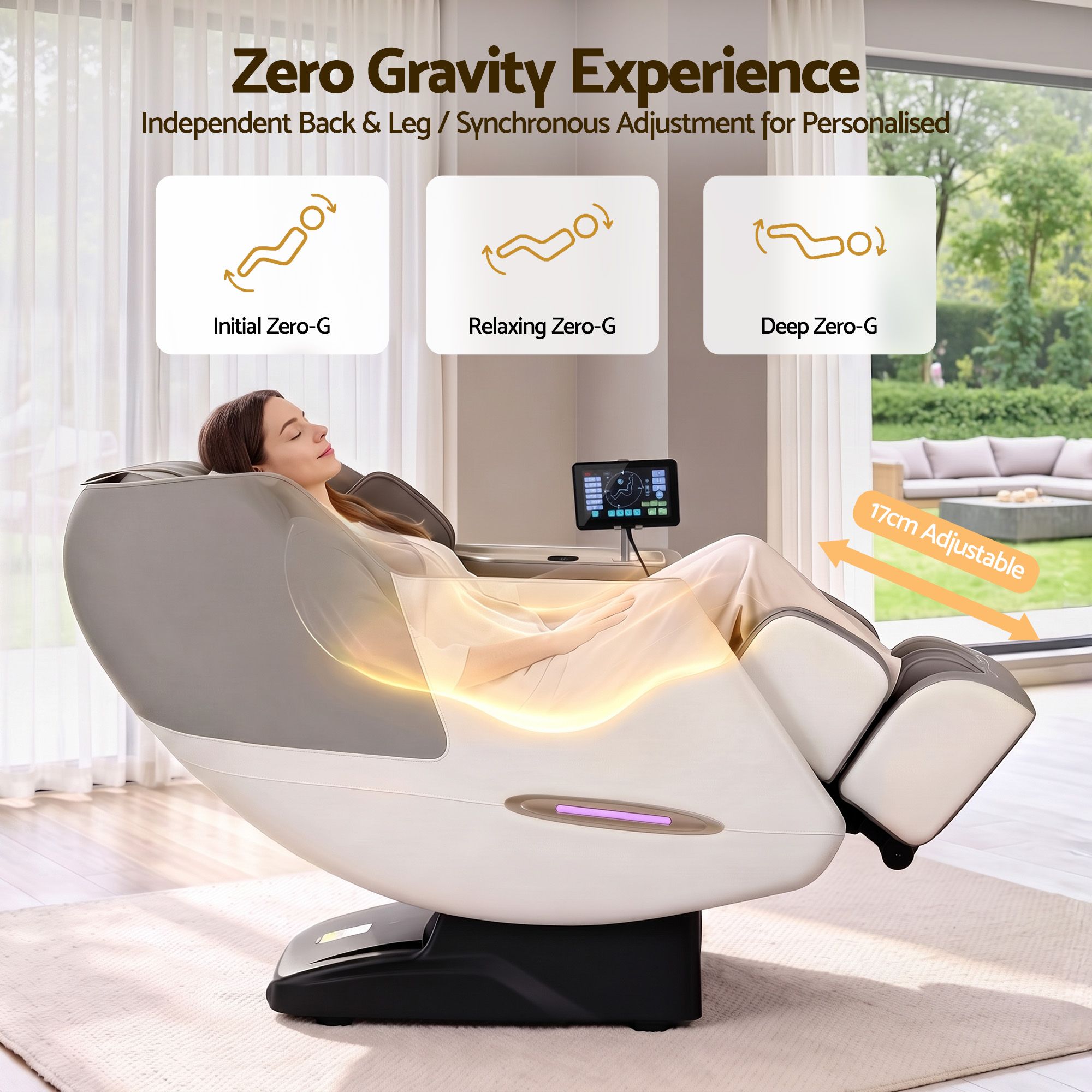 Elite 4D Massage Chair Recliner, SL Track Zero Gravity & Heat Auto Body Scan, 12 Auto Programs, 3 Zero-G Positions, Foot Rollers, Airbag Compression, Bluetooth Speaker, Wireless Charging