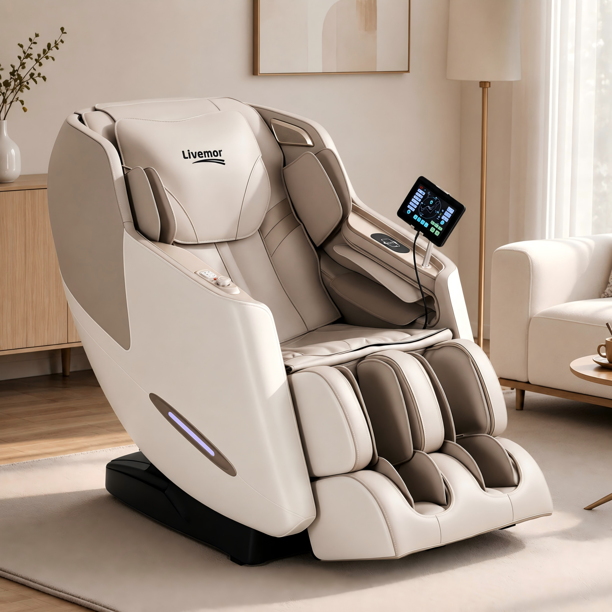 Elite 4D Massage Chair Recliner, SL Track Zero Gravity & Heat Auto Body Scan, 12 Auto Programs, 3 Zero-G Positions, Foot Rollers, Airbag Compression, Bluetooth Speaker, Wireless Charging
