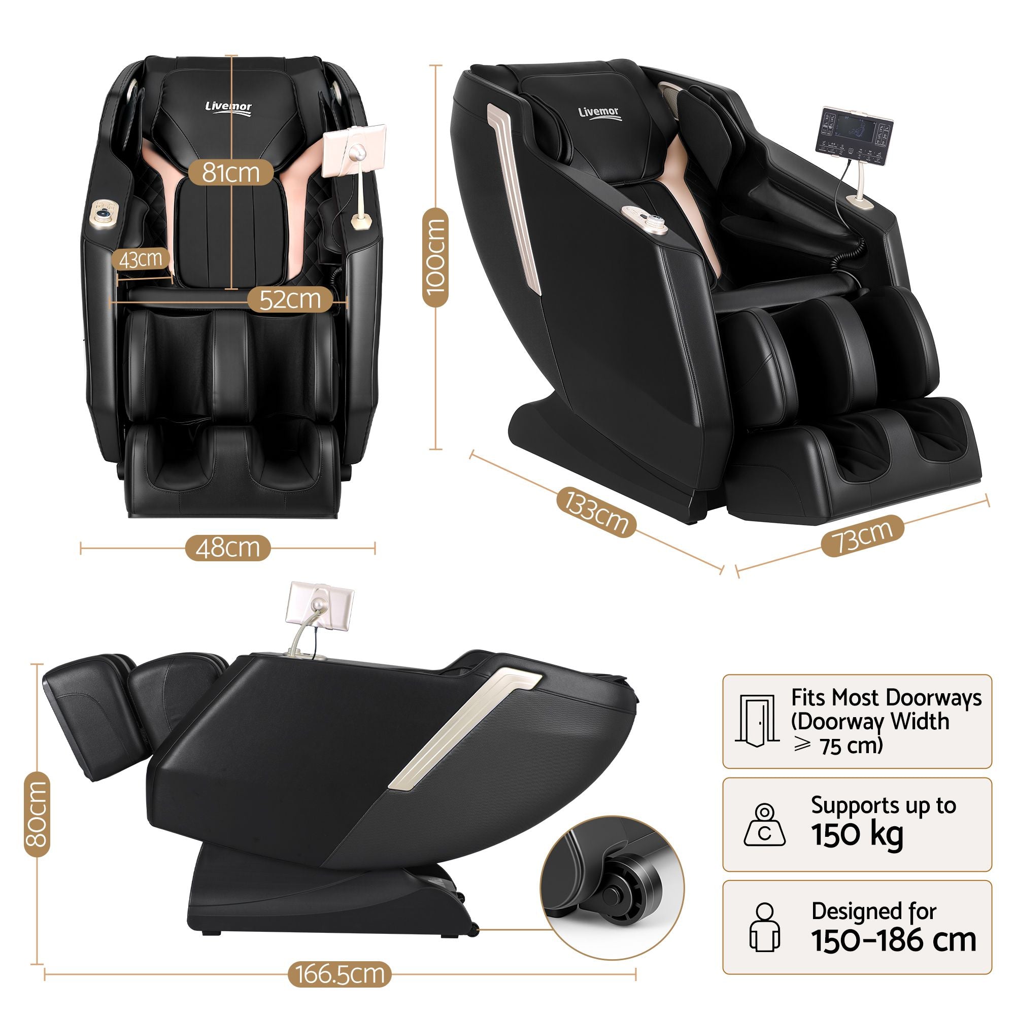 Flex Massage Chair Full Body with Heat Zero Gravity Recliner, 24 Airbags, Foot Massage, 6 Auto Programs, Voice Control, Bluetooth Speakers, Screen Control, Extendable Footrest