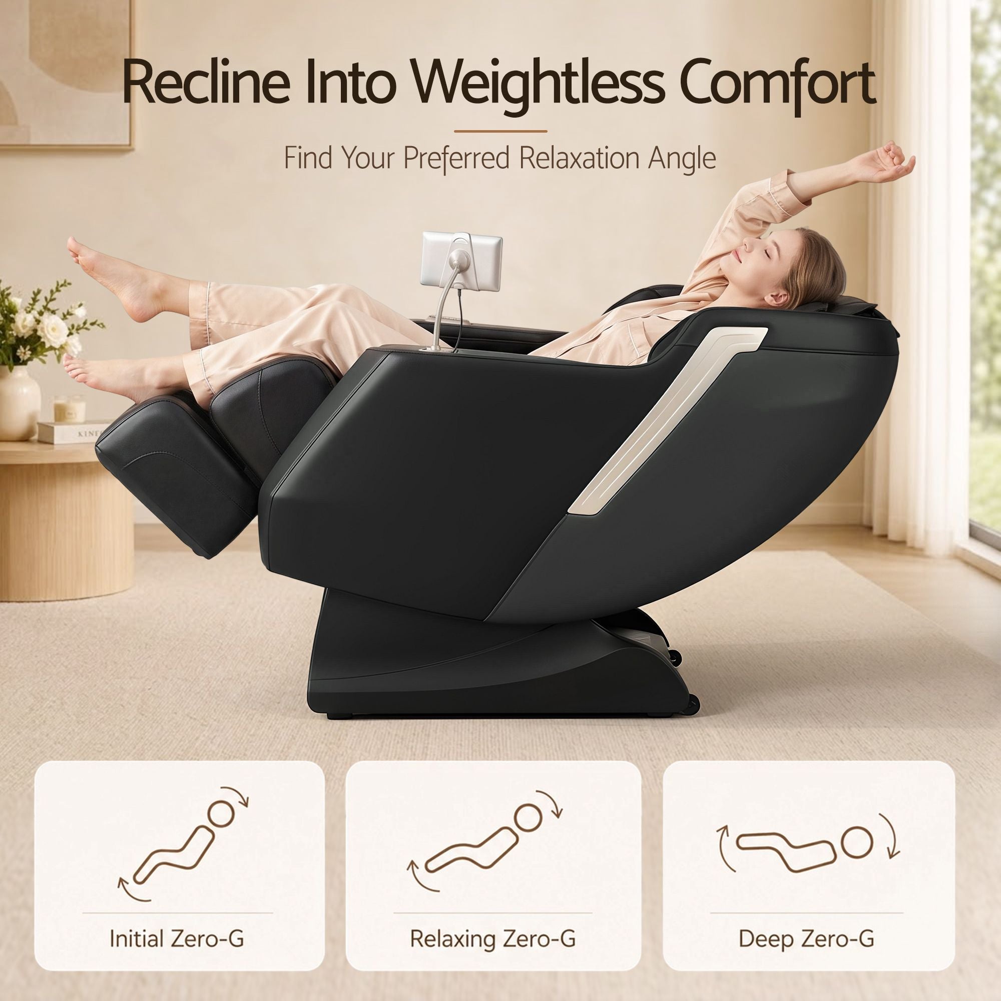 Flex Massage Chair Full Body with Heat Zero Gravity Recliner, 24 Airbags, Foot Massage, 6 Auto Programs, Voice Control, Bluetooth Speakers, Screen Control, Extendable Footrest