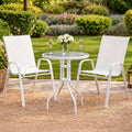 3PC Outdoor Bistro Set Table and Chairs Stackable Patio Furniture White