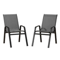 2PC Outdoor Dining Chairs Stackable Lounge Chair Patio Furniture Black
