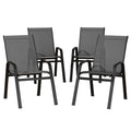 4PC Outdoor Dining Chairs Stackable Lounge Chair Patio Furniture Black