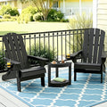 3-Piece Folding Adirondack Outdoor Table and Chairs Set - Black
