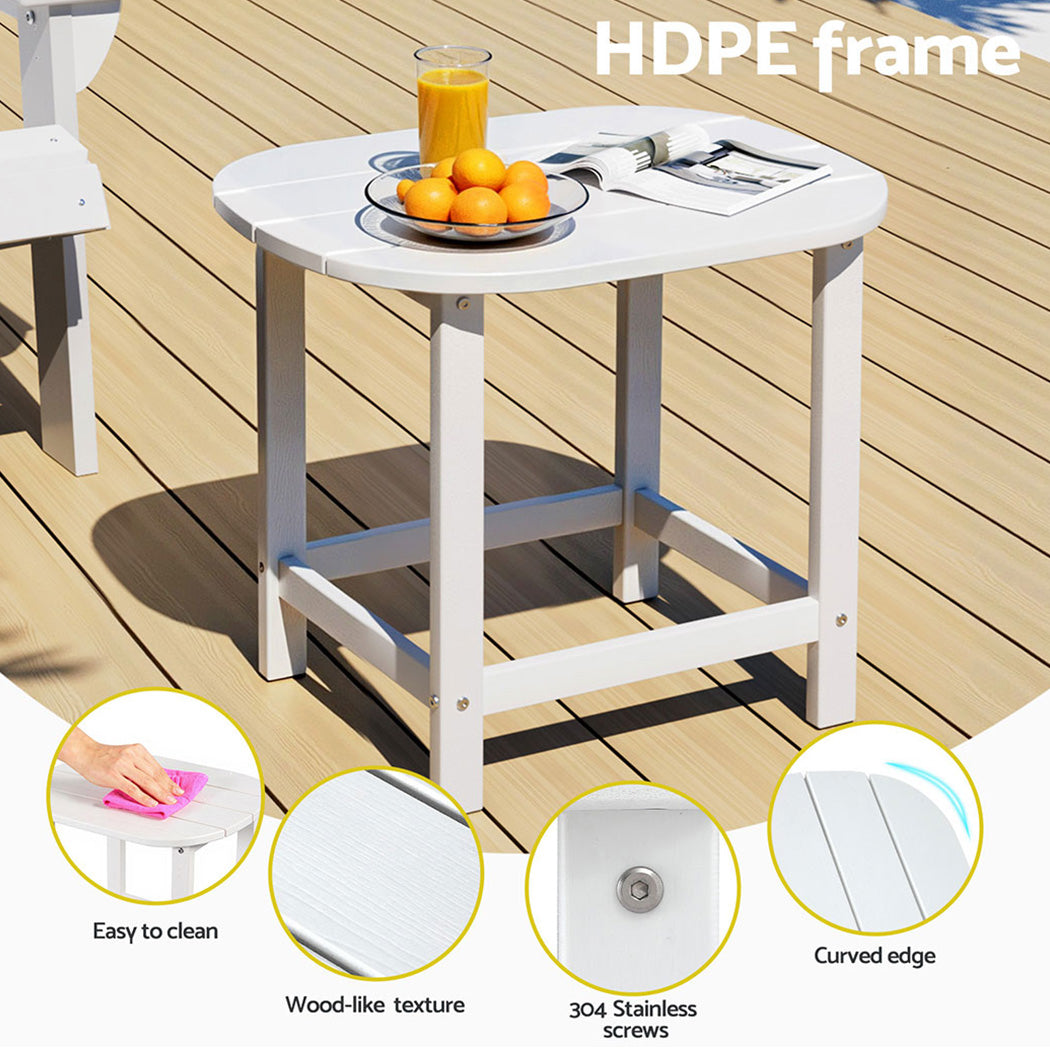 Outdoor Coffee Side Table HDPE Desk Patio Furniture Camping Garden White