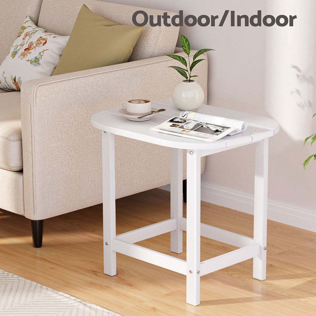 Outdoor Coffee Side Table HDPE Desk Patio Furniture Camping Garden White