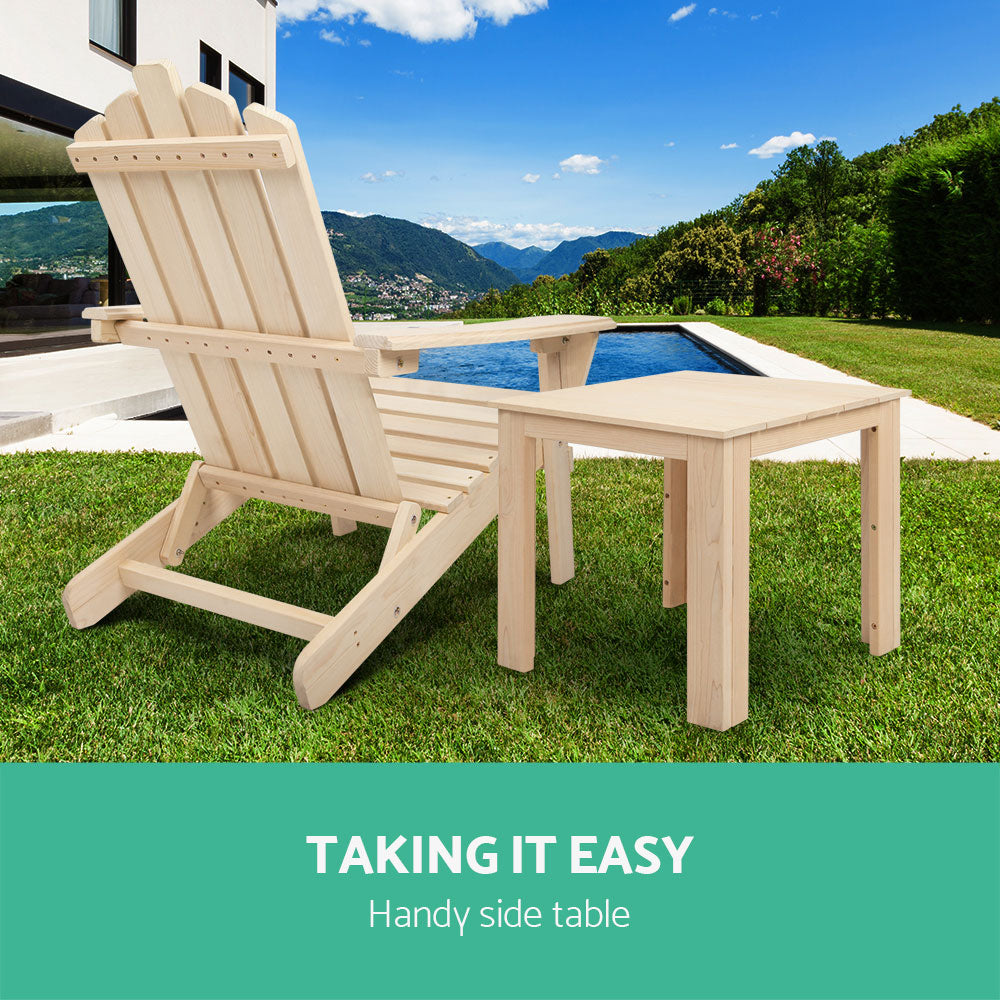 Wooden Coffee Side Table for Outdoor and Indoor Use - Natural