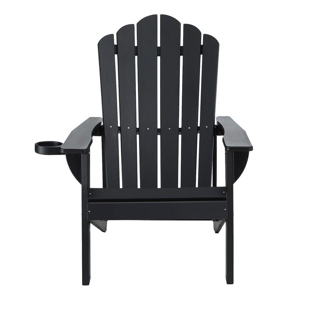 Outdoor Chairs HDPE Adirondack Beach Chair Sun Lounge Patio Furniture Garden Black