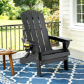 Folding Adirondack Outdoor Beach Chair HDPE Sun Lounge Patio Furniture - Black