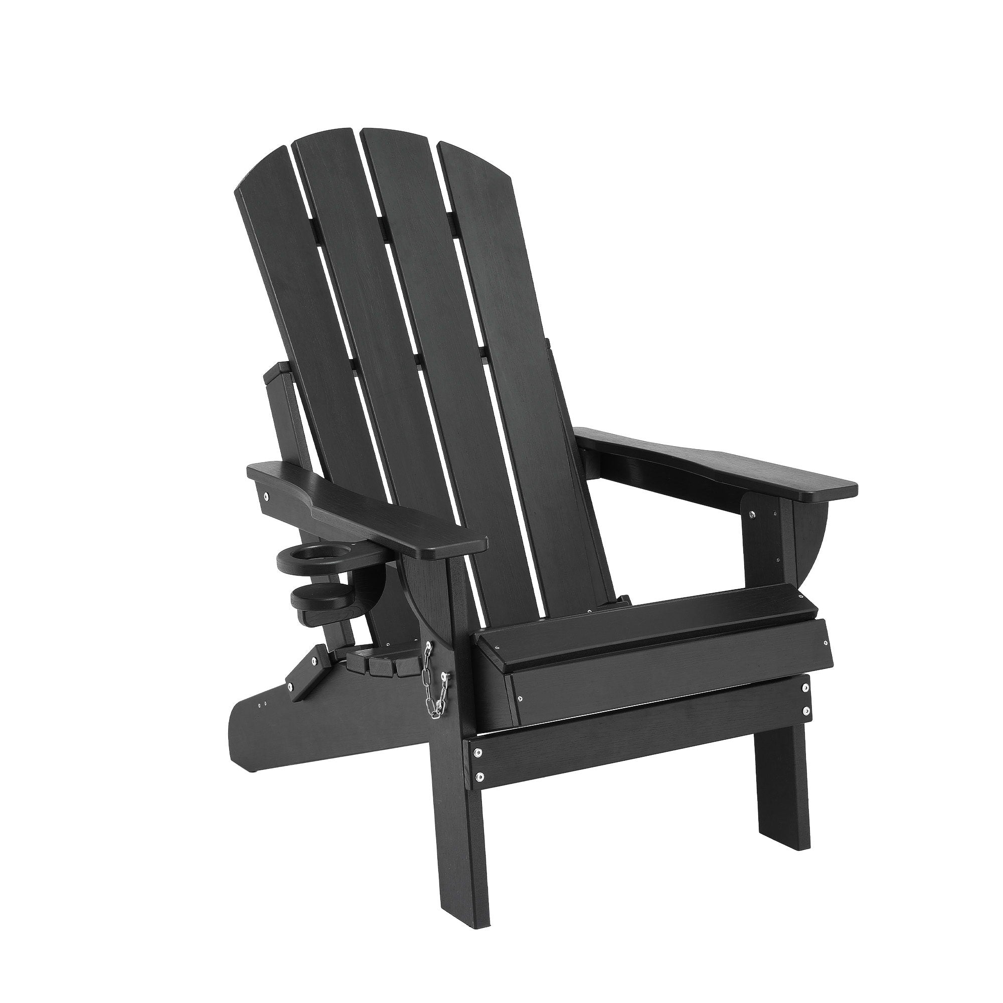 Folding Adirondack Outdoor Beach Chair HDPE Sun Lounge Patio Furniture - Black