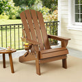 Folding Adirondack Outdoor Beach Chair HDPE Sun Lounge Patio Furniture - Brown