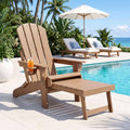 Folding Sun Lounger Adirondack Chair Outdoor Lounge Setting HDPE Recliner Footrest Khaki